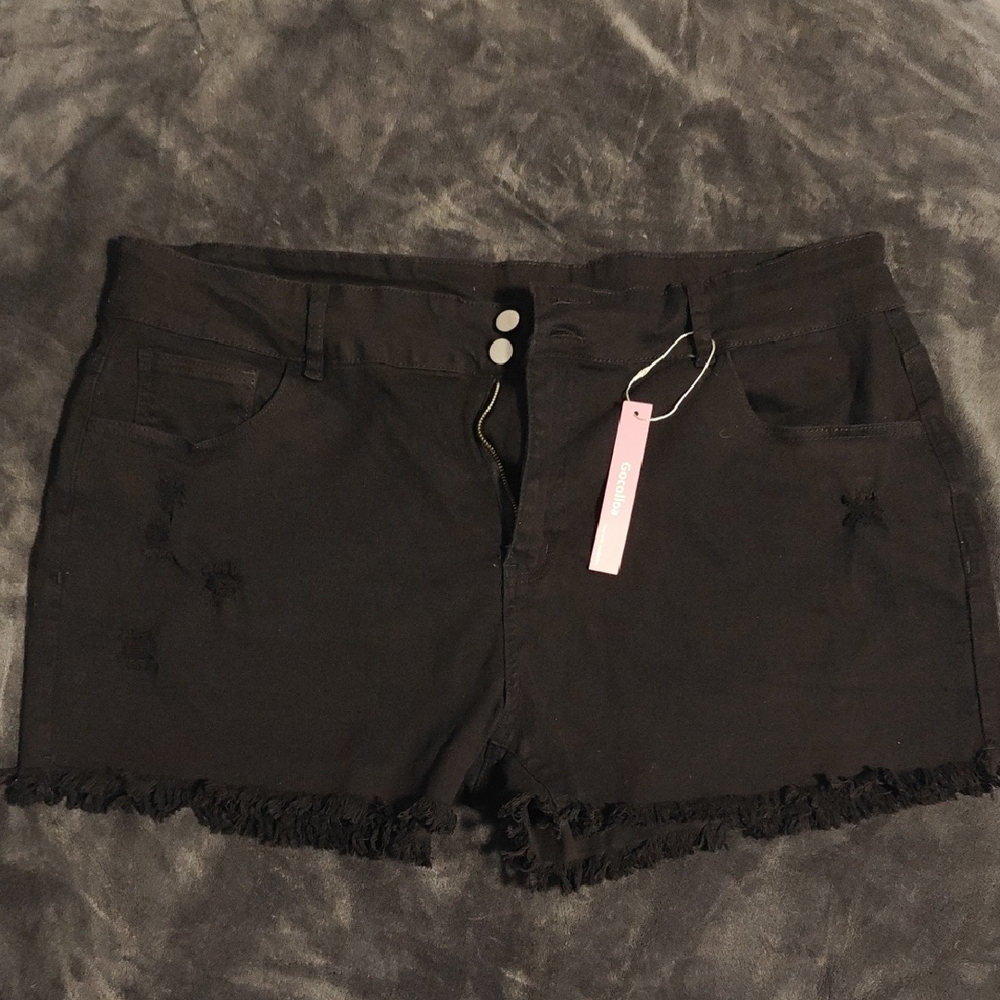 Black Distressed Women Shorts